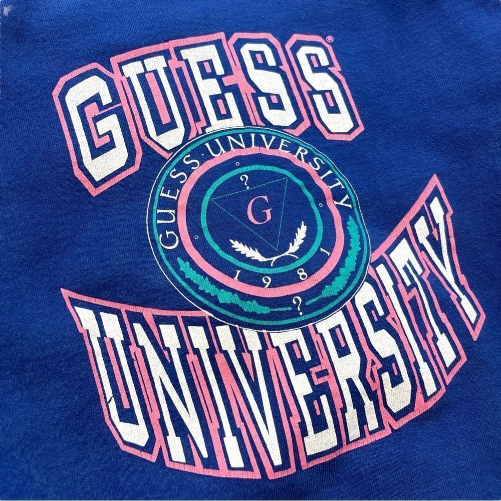 Vtg 90s Guess University Mock Neck Sweatshirt, Heavyweight, Made in USA M - Picture 3 of 5